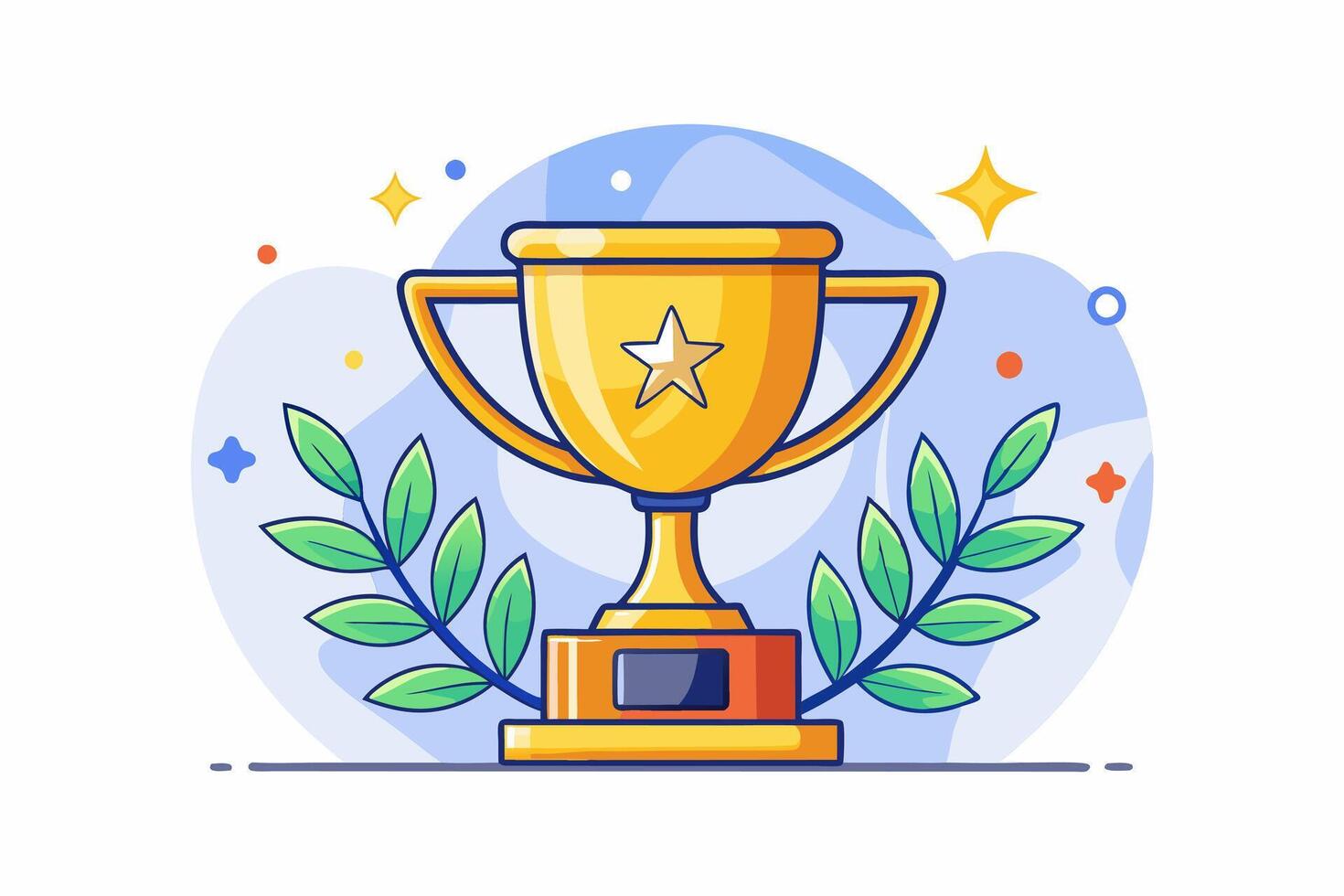 Victory and Achievement Champion Golden Trophy Icon with Reward Concept and Elegant Gold Background Design vector