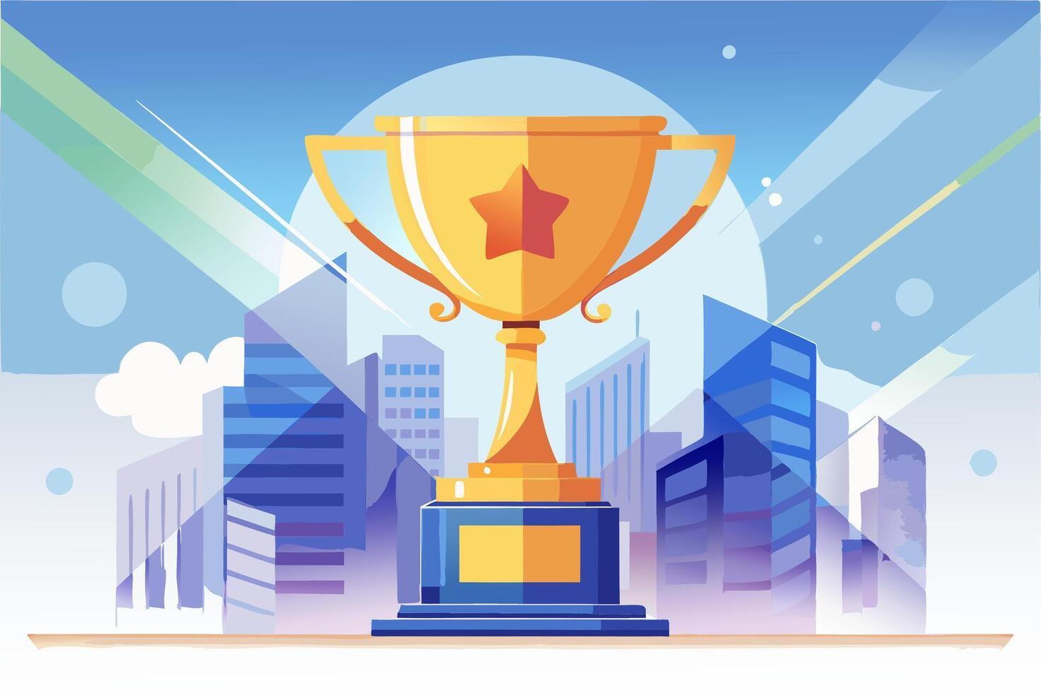 Victory and Success with Champion Golden Trophy Award Icon and Reward Concept Design on a Luxurious Gold Background vector