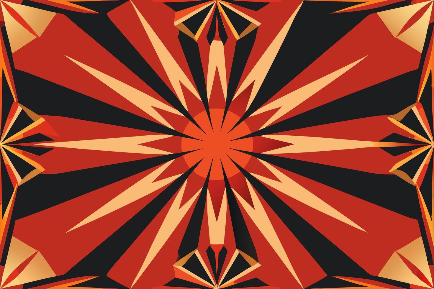 Beautiful Mandala Pattern on a Red Background. Mandala Template. Golden Mandala Design. Traditional Indian Motifs. vector