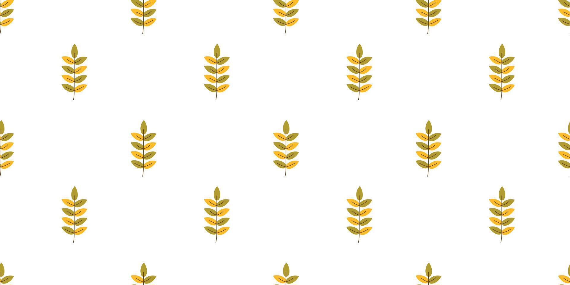 Seamless Pattern Autumn leaves. Minimalist hand drawn foliage for cards wallpaper vector