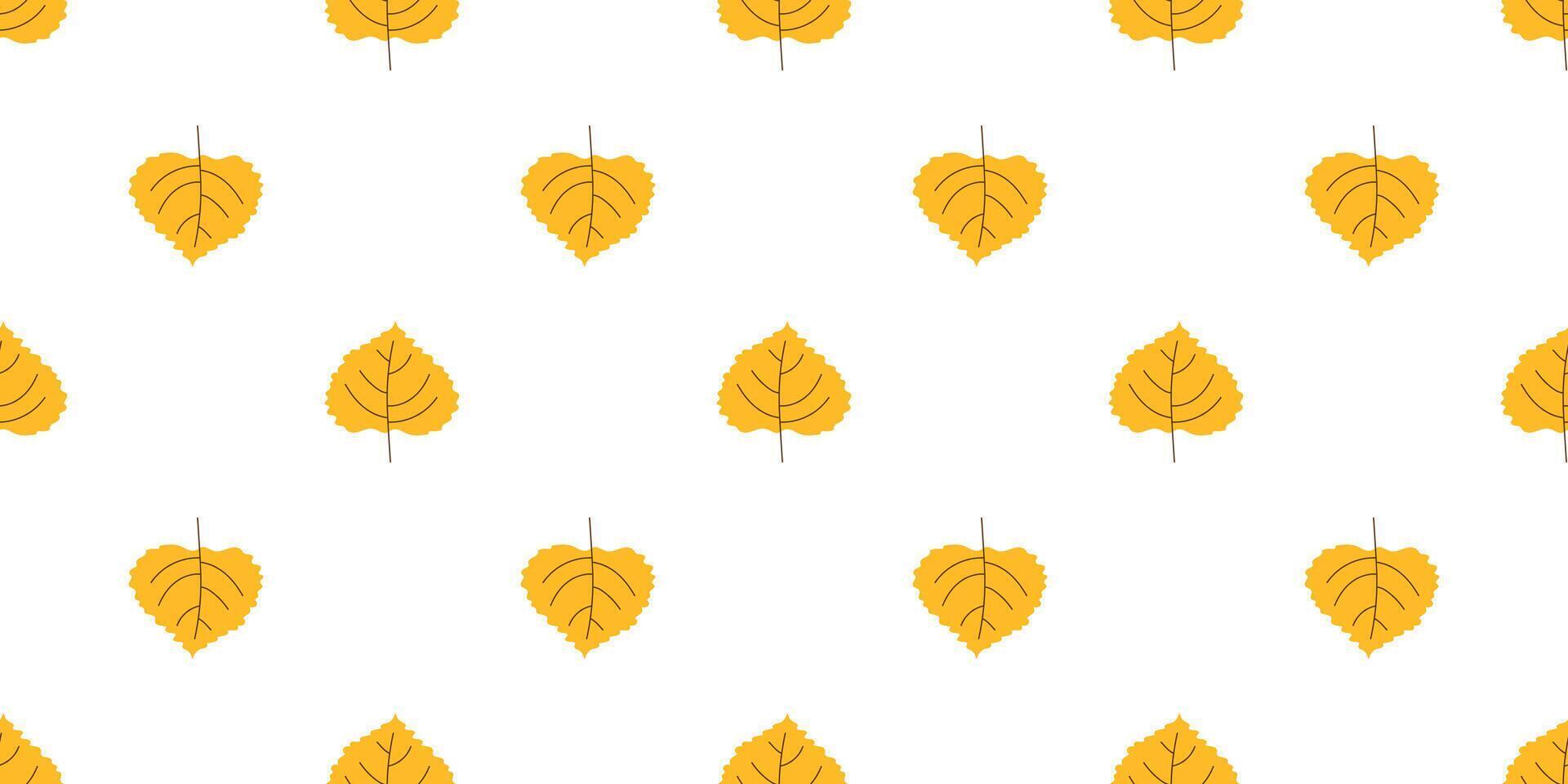 Seamless autumn pattern with yellow hand drawn leaves. Minimalist repeat design for print posters banner vector