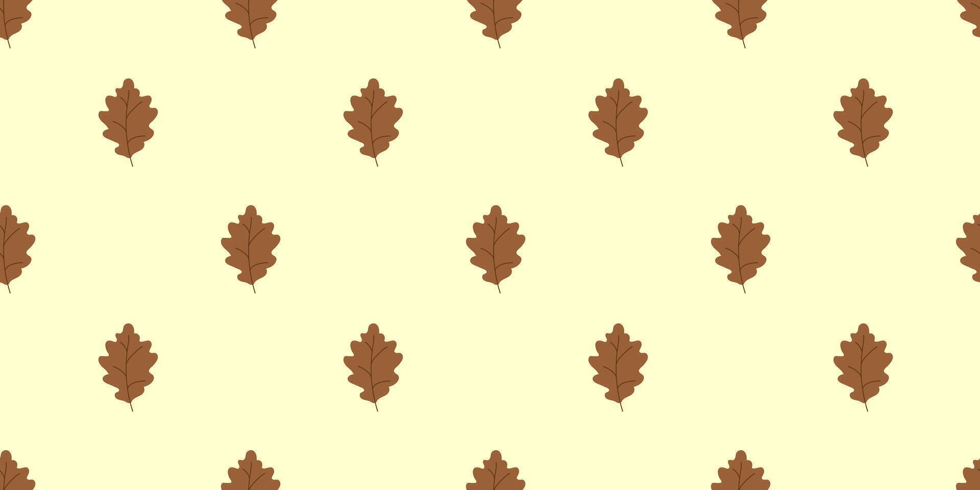 Autumn brown oak hand drawn Leaves minimalist Seamless Pattern. isolated on white background. Simple cute wallpaper for posters card print vector