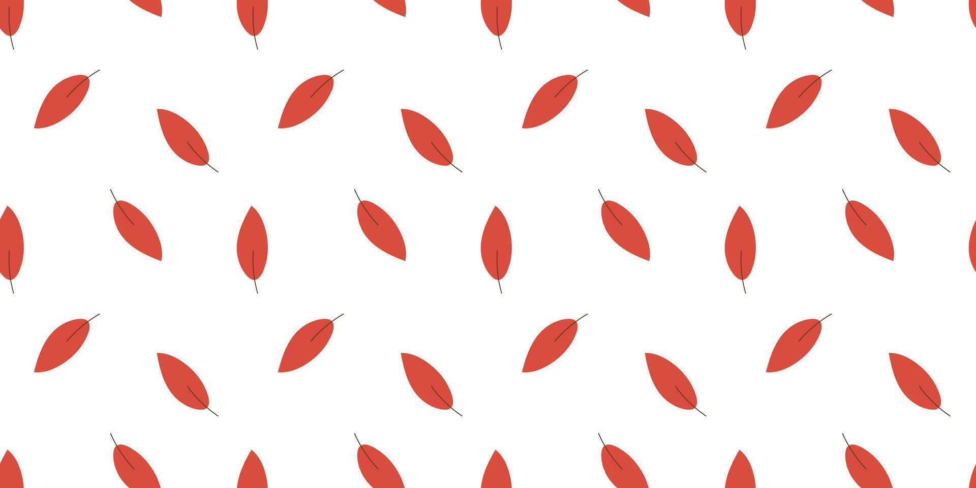 Seamless simple pattern with red leaves. Minimalist spring or autumn illustration with hand drawn element vector