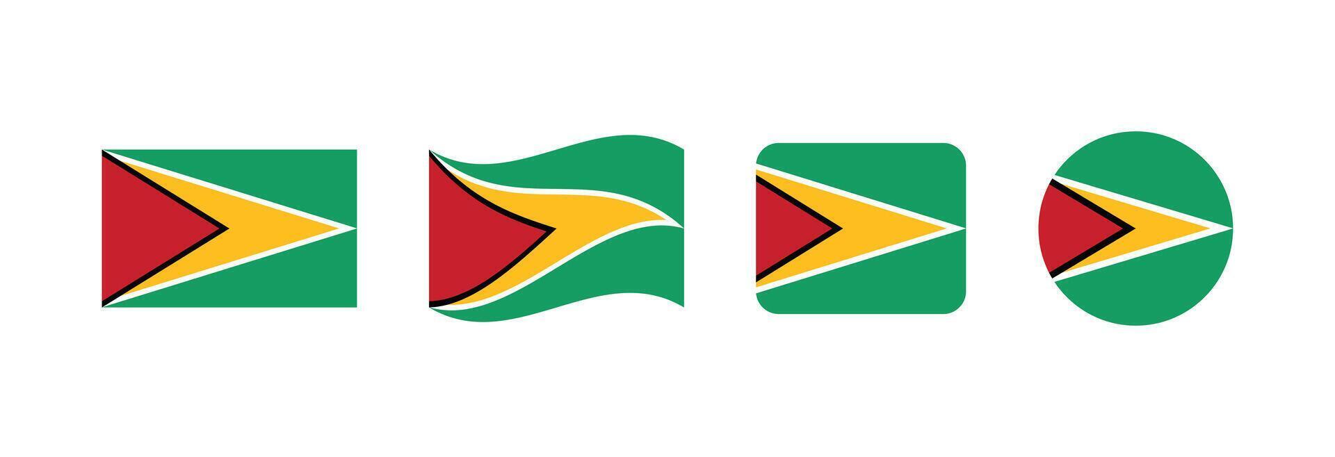 Guyana flag. Set of Guyana Flags Collection. vector