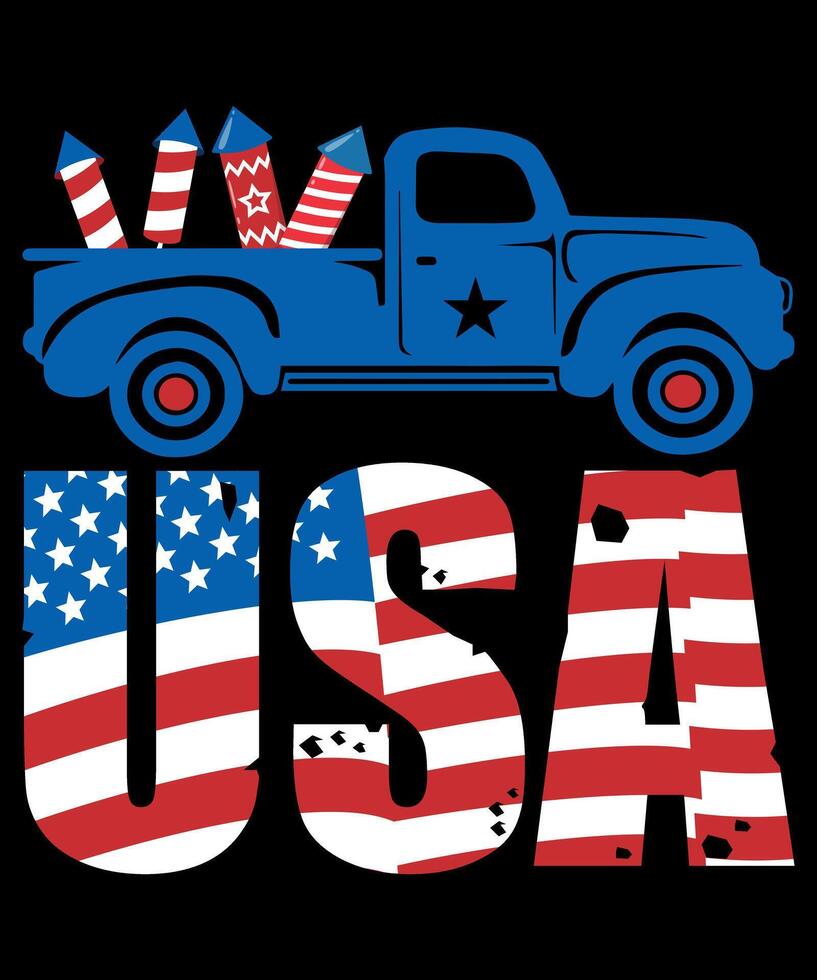Patriotic track with fireworks 4th of July tshirt vector