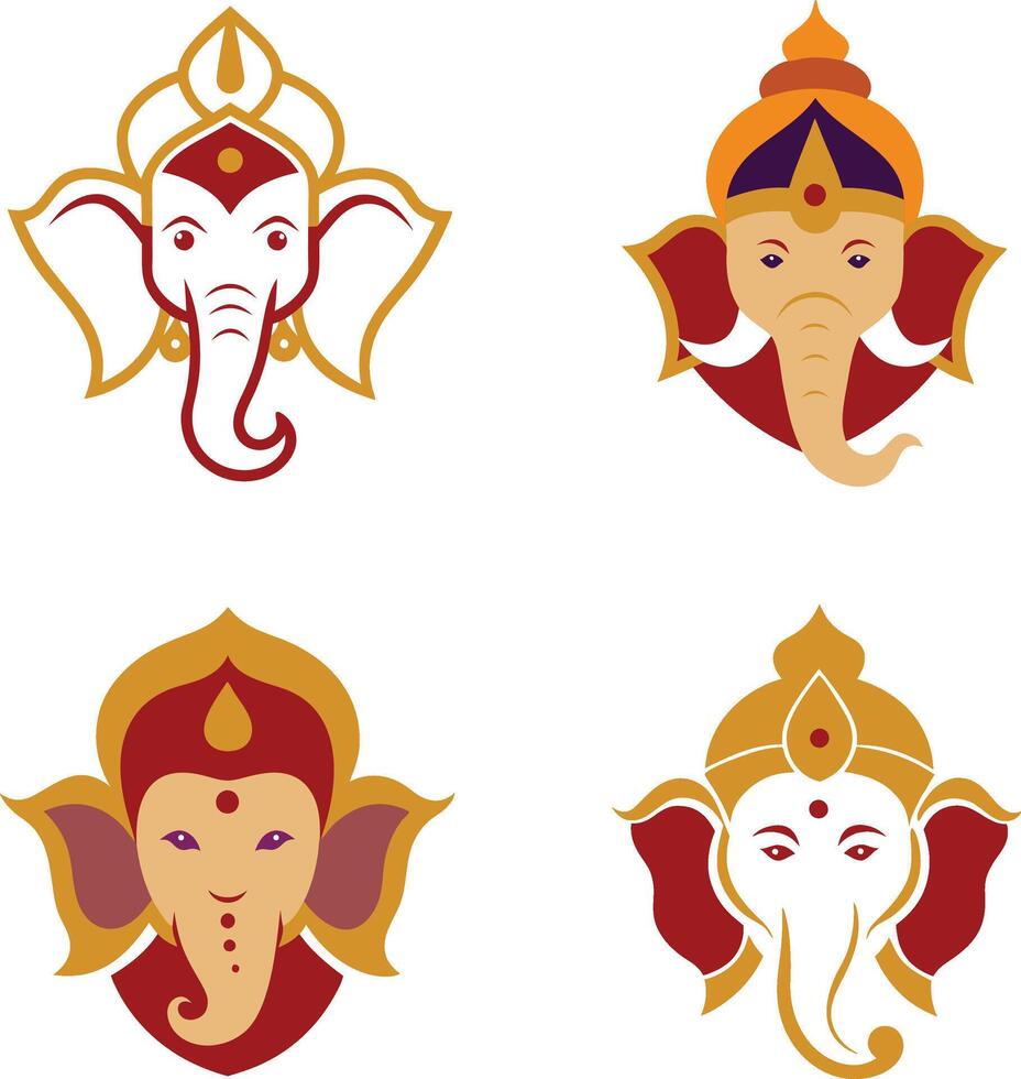 Lord Ganesh head logo illustration artwork on white background vector