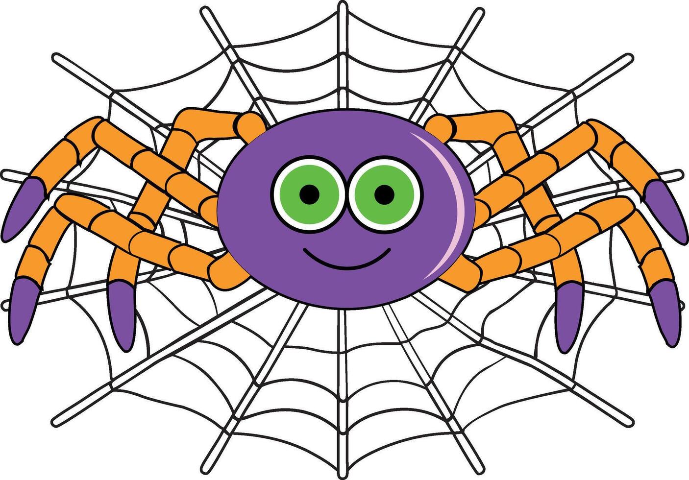 Halloween poisonous Scary colorful spider with web on white background vector