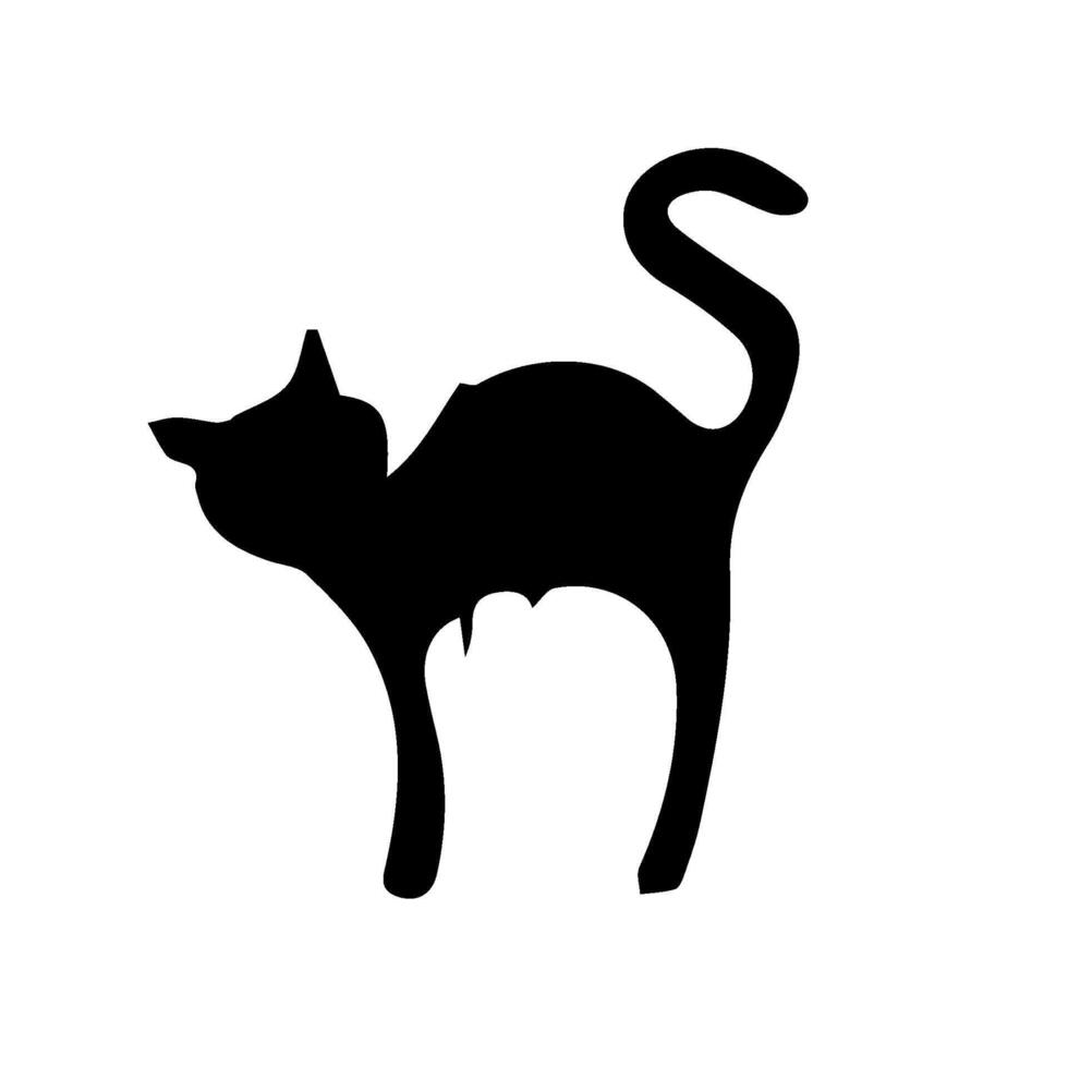black cat silhouette halloween element vector