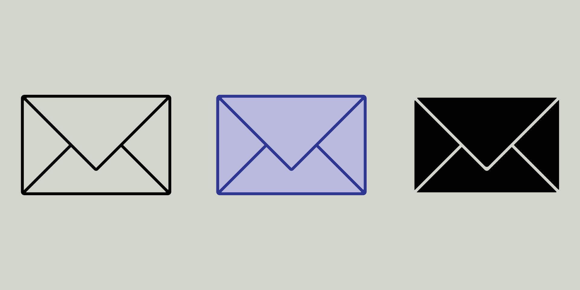 Email Icon Set. Gmail Icon collection. Mail icon. Silhouette Mail Icon. vector