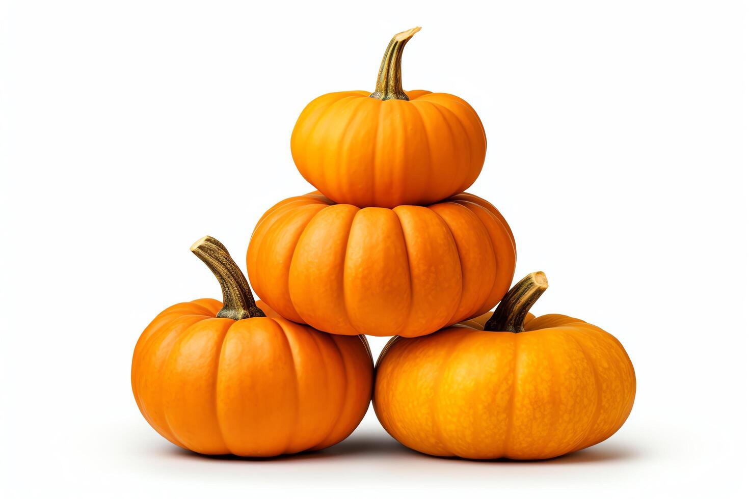 A stack of four pumpkins, isolated on a white background photo