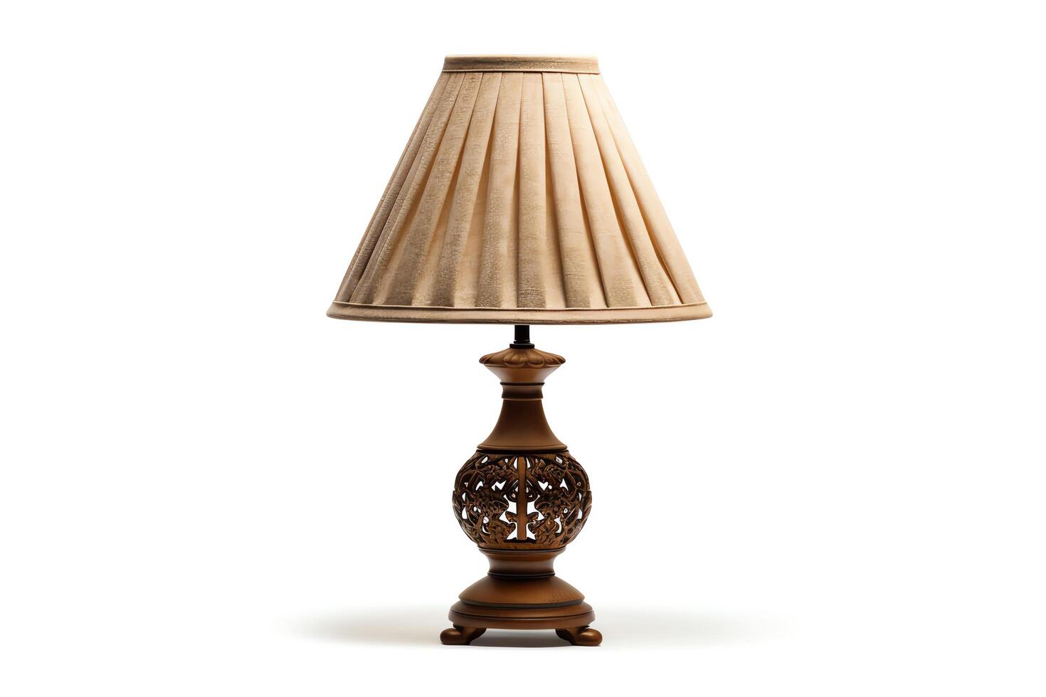 A lamp with a beige shade on top photo
