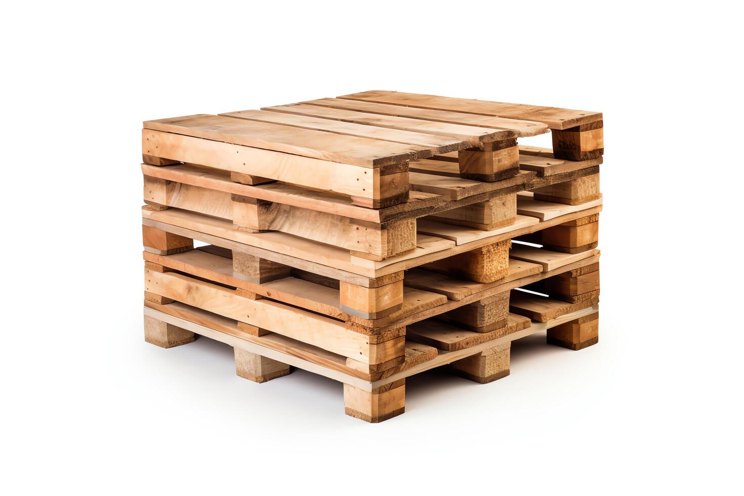 A wooden pallet is a flat structure used to support and transport goods photo