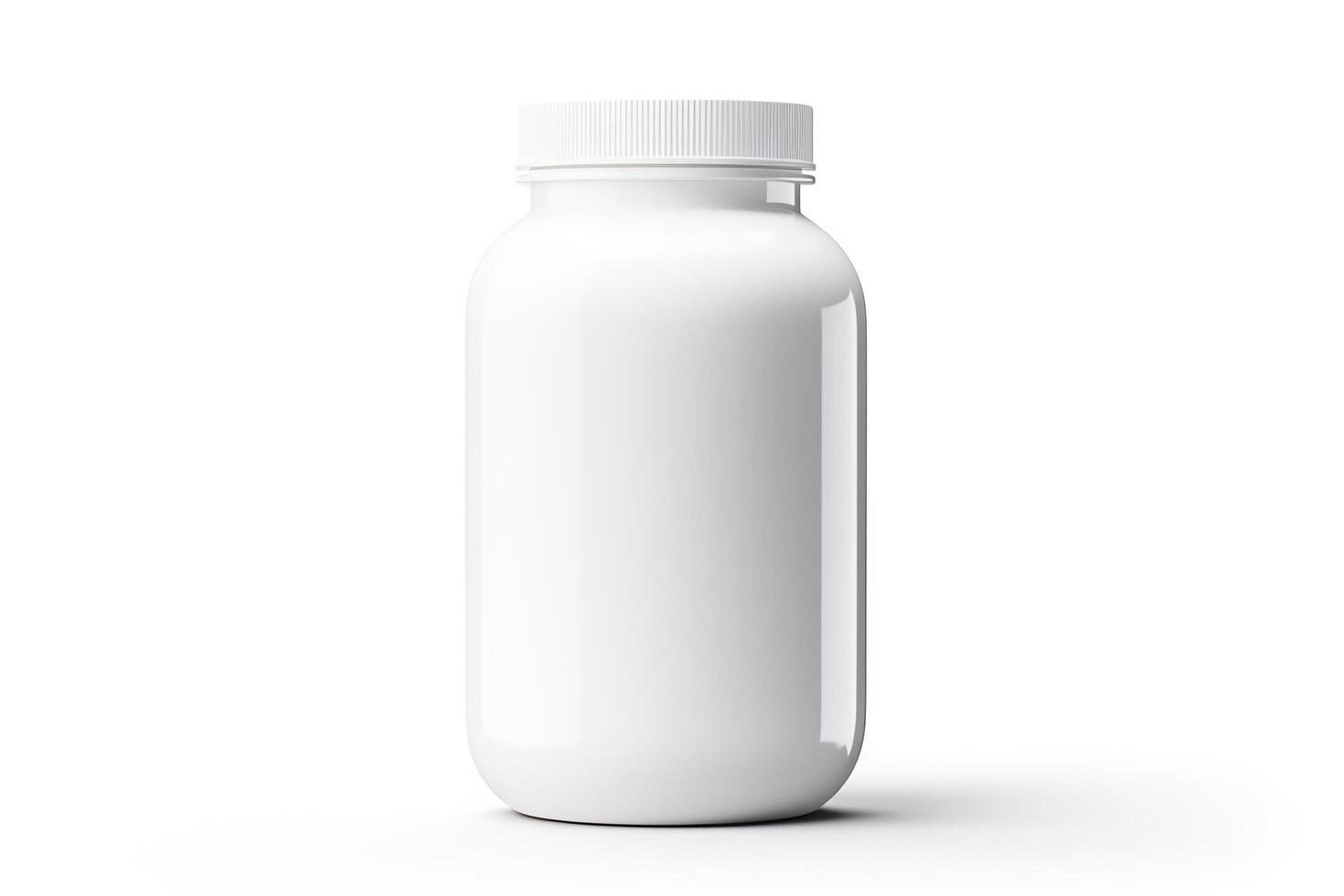 3D rendering of a white plastic jar with a white lid. The jar is isolated on a white background. photo
