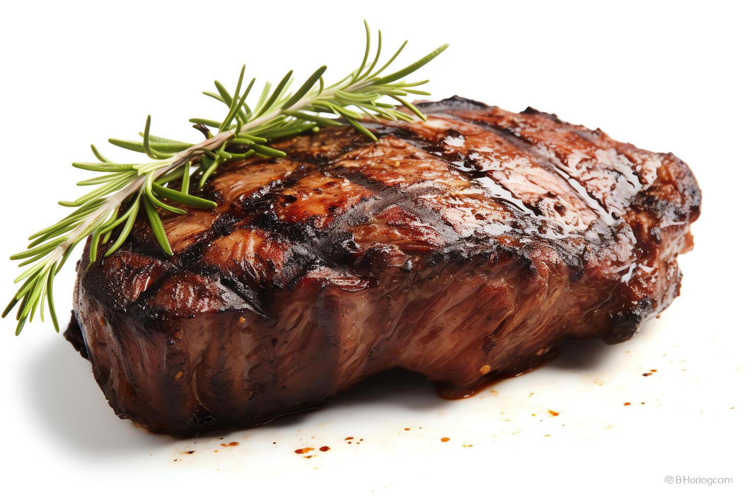 A juicy and tender steak, grilled to perfection, with a delicious rosemary and garlic butter sauce. photo