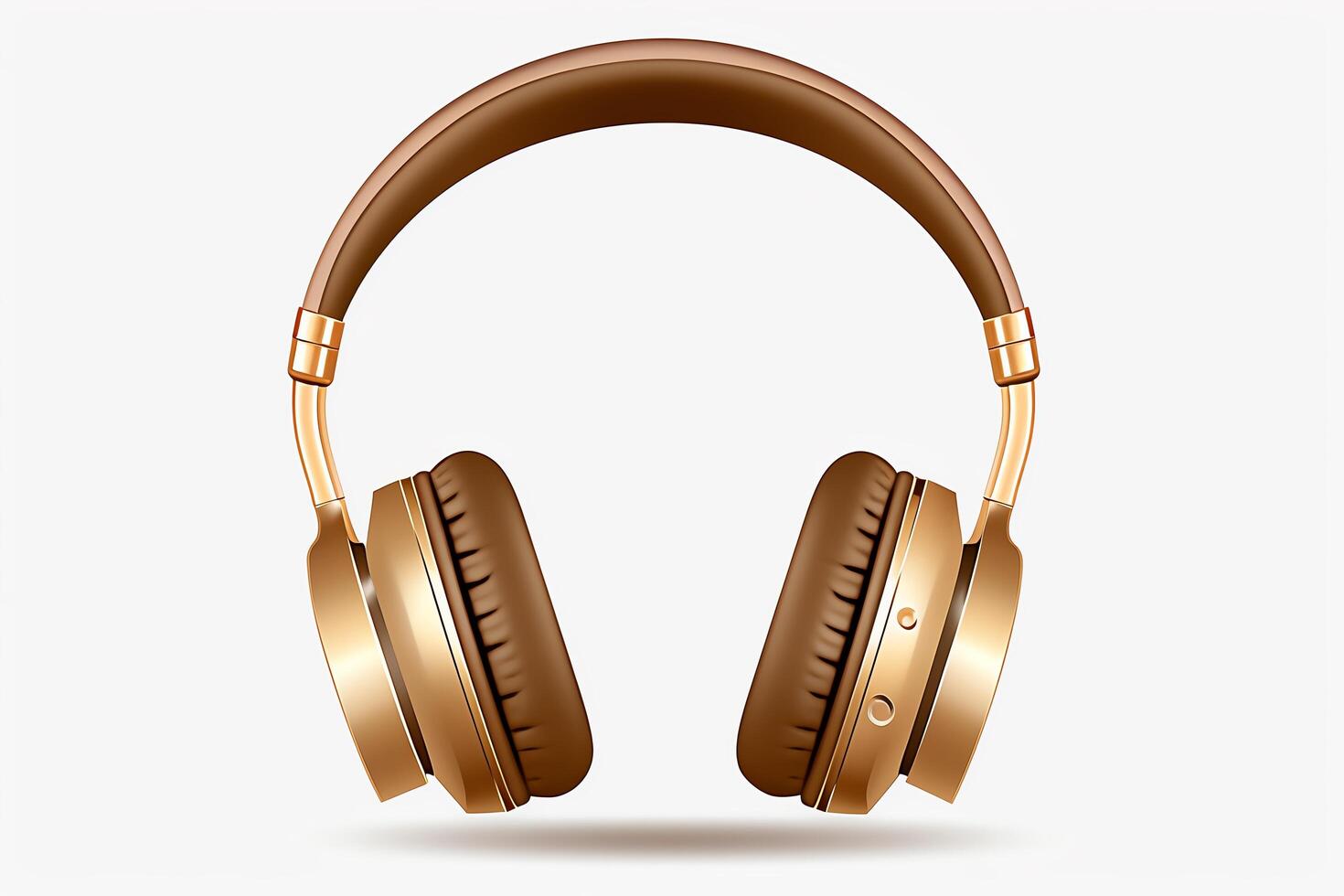 Elegant metallic headphones, minimalistic design, profile view, isolated on a white background, highquality image. photo