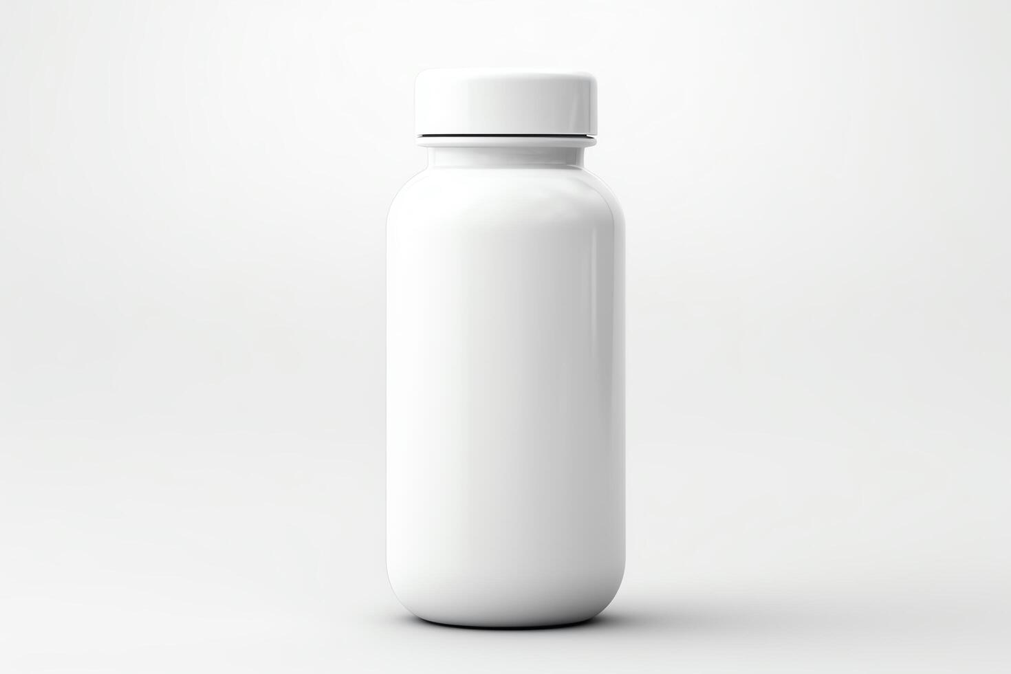 Create a professional, photorealistic image of a white plastic bottle of pills photo