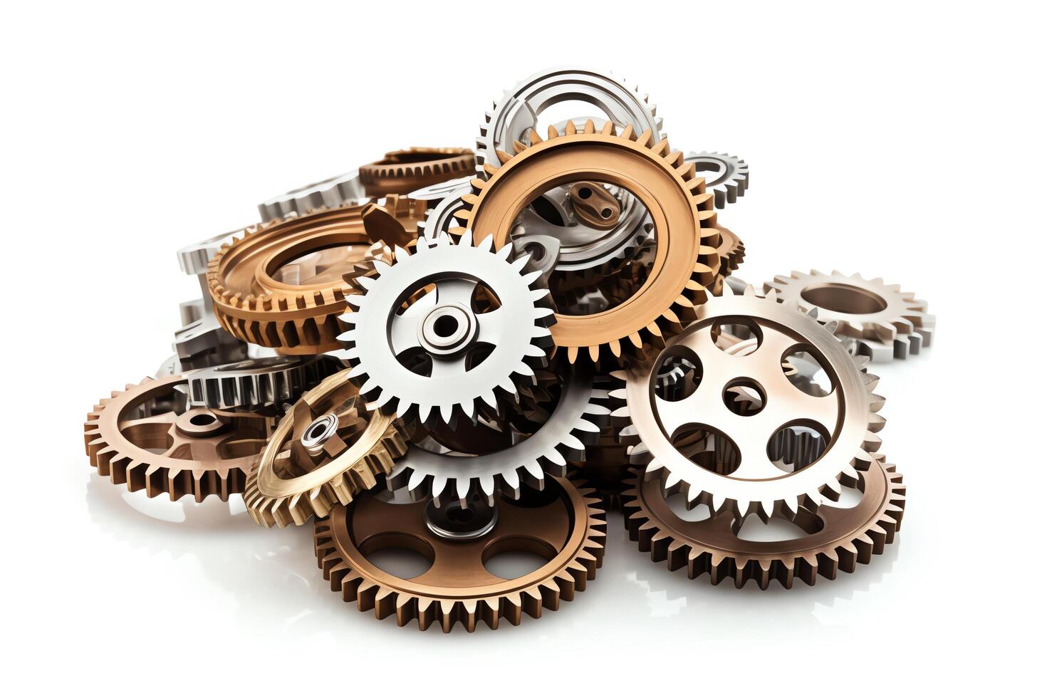Gears of different sizes and colors. photo