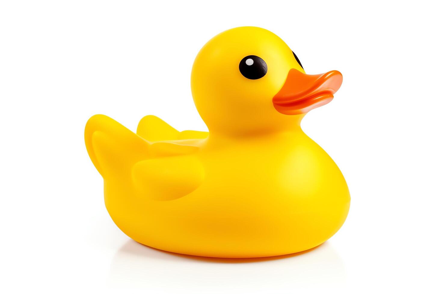 A yellow rubber duck isolated on a white background. photo