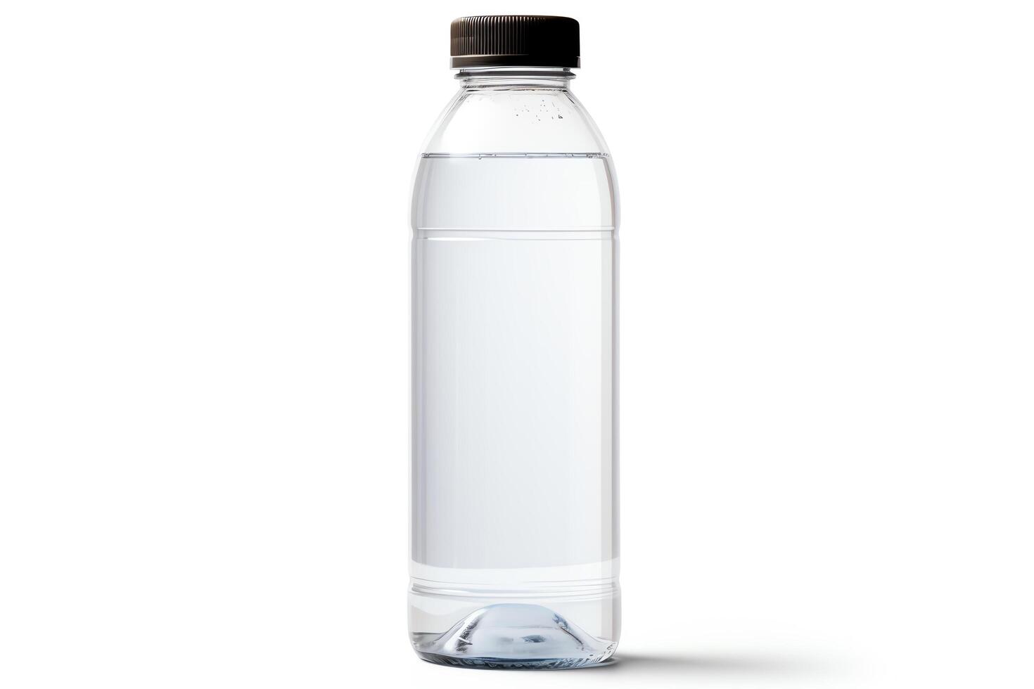 Transparent plastic water bottle mockup with black cap. 3D rendering. photo