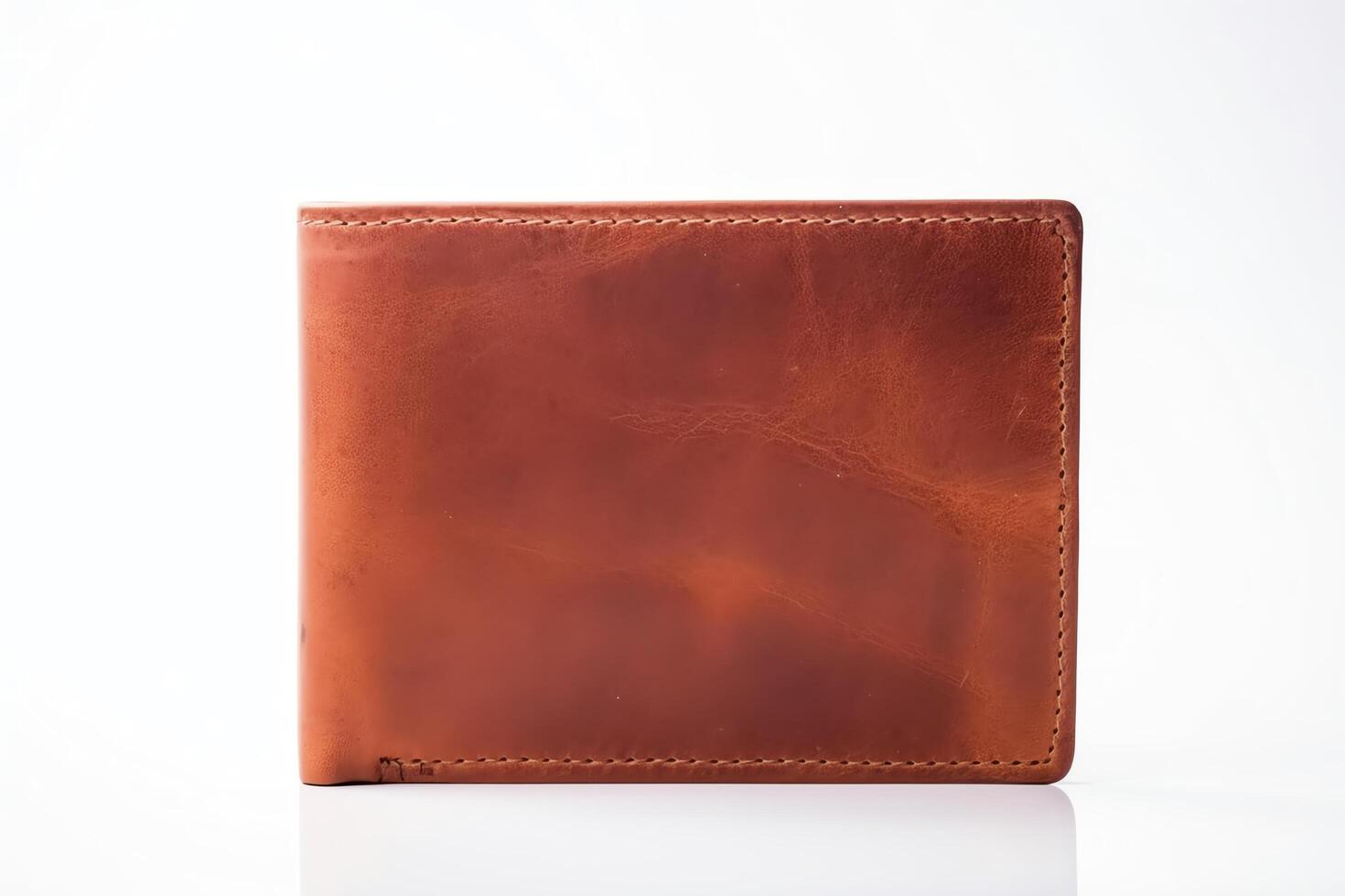 A brown leather wallet with a smooth finish and a classic design. It is the perfect size to fit in your pocket and has plenty of room for your cards and cash. photo