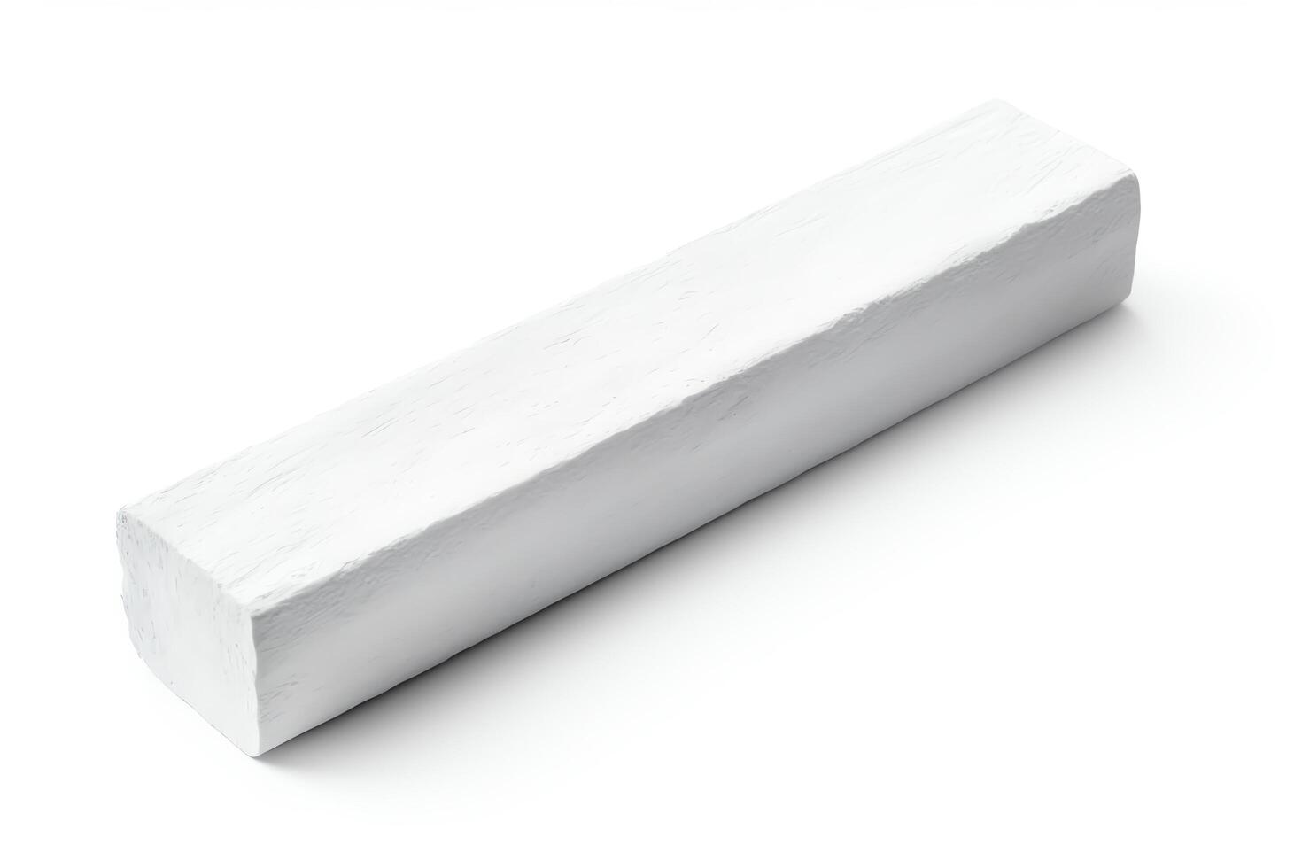 White chalk piece, full and unused, perfect for educational content, isolated on a white background, in file. photo