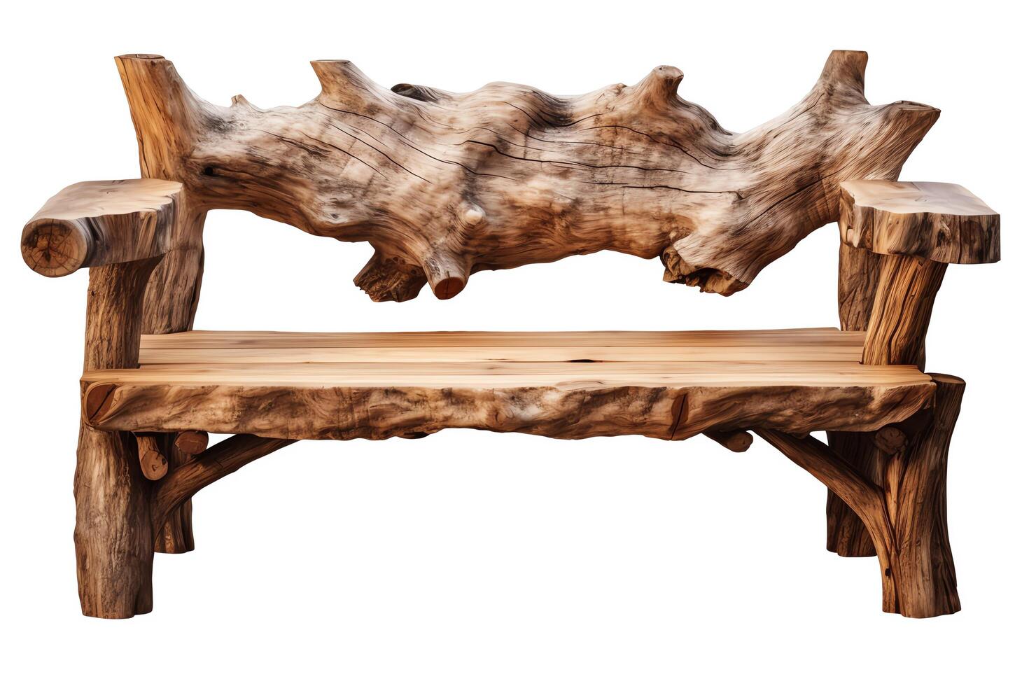 Design a rustic wooden bench photo