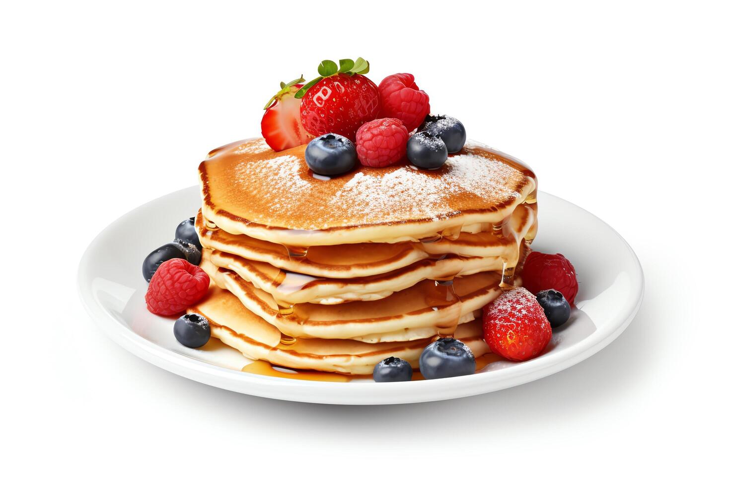 Pancake captured as a single object in DiCut style, showcased against a white background, with all watermarks, logos, letters, and shadows removed for clarity photo