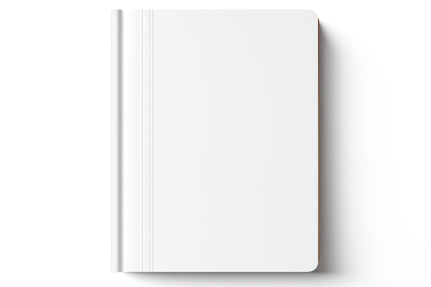 Create a minimal flat lay of a blank white notebook with a white background photo