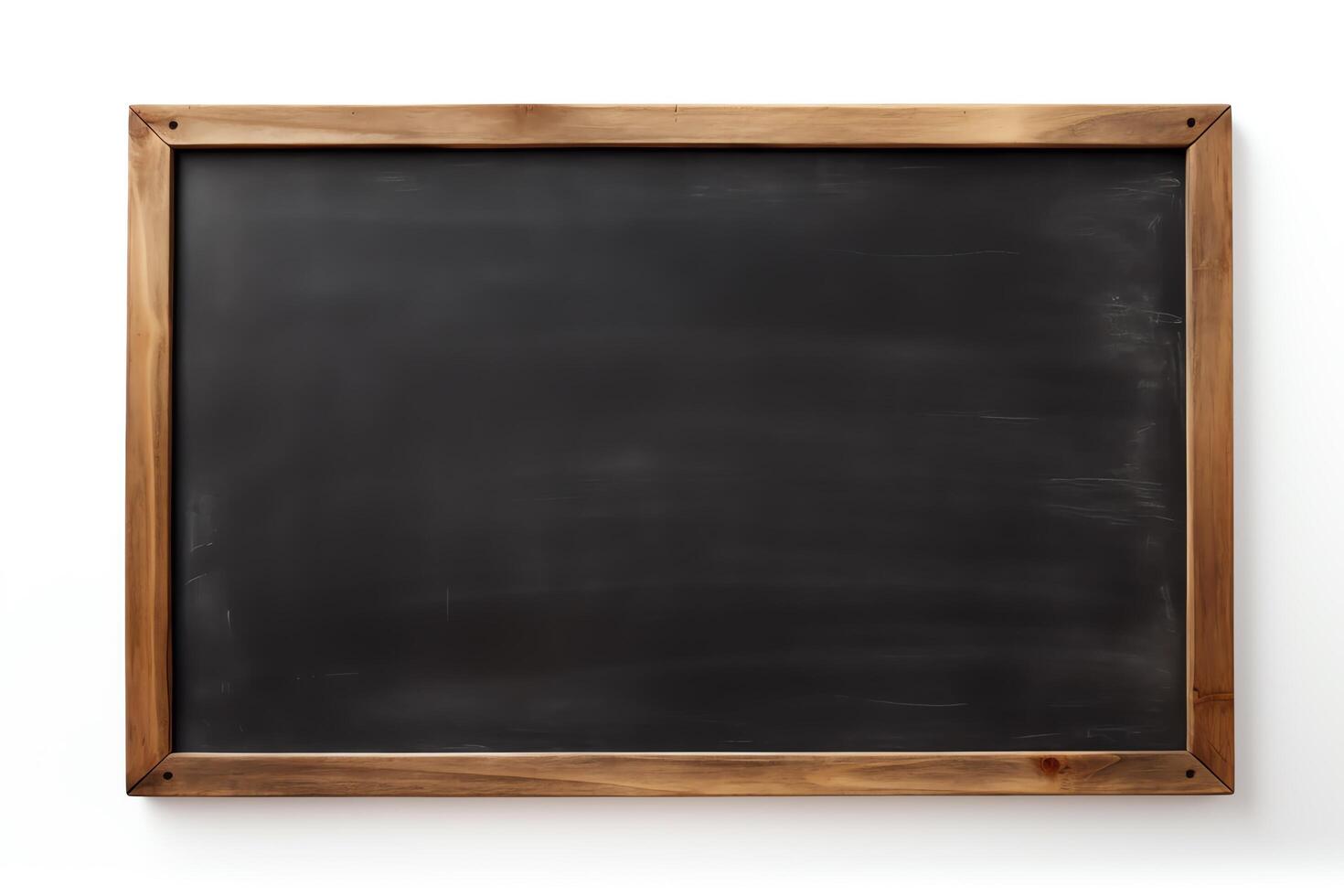 chalkboard with wooden frame isolated on white background. photo