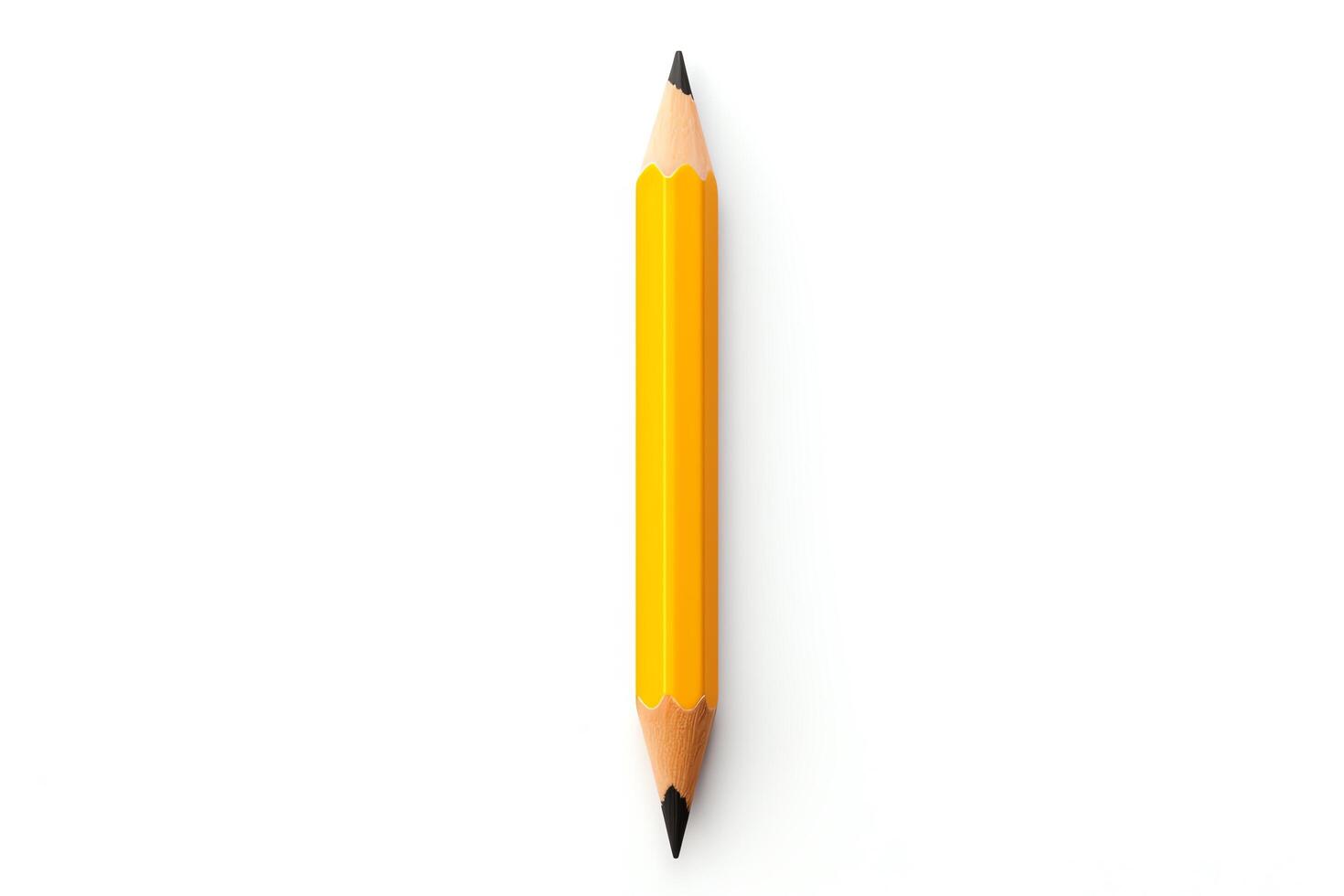 Bright yellow pencil, perfectly sharpened, standing upright, isolated on a white background, available in highresolution . photo