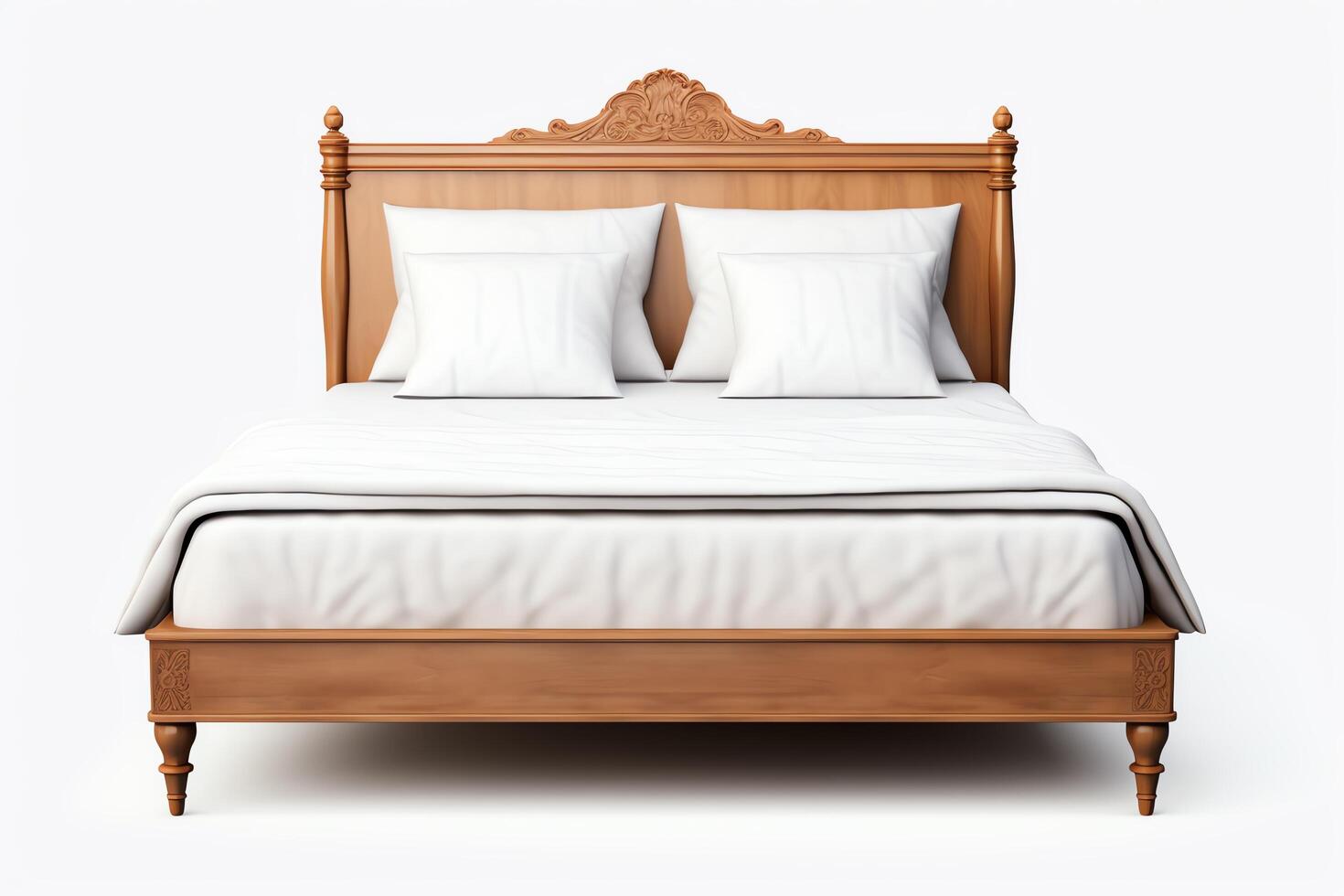 Design an ornate wooden bed frame with a beautiful headboard photo