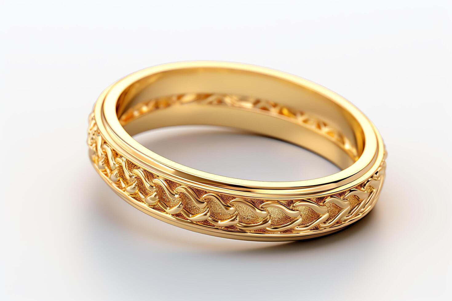 Exquisite Celtic knot ring, crafted from 14k yellow gold, symbolizes eternal love and loyalty. The intricate design is a testament to the skill and artistry of the ancient Celts. photo