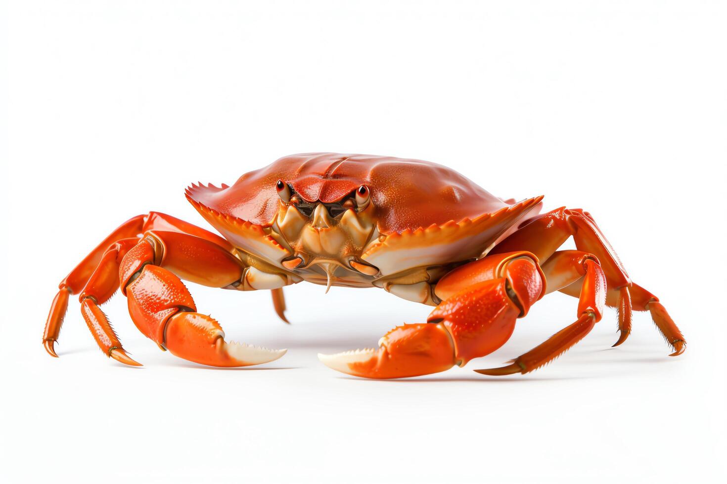 A photo of a red crab on a white background.