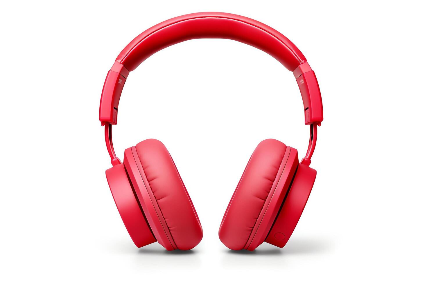 Compact folding headphones, vibrant red, shown in folded position, crisply isolated on a white background, provided in format. photo