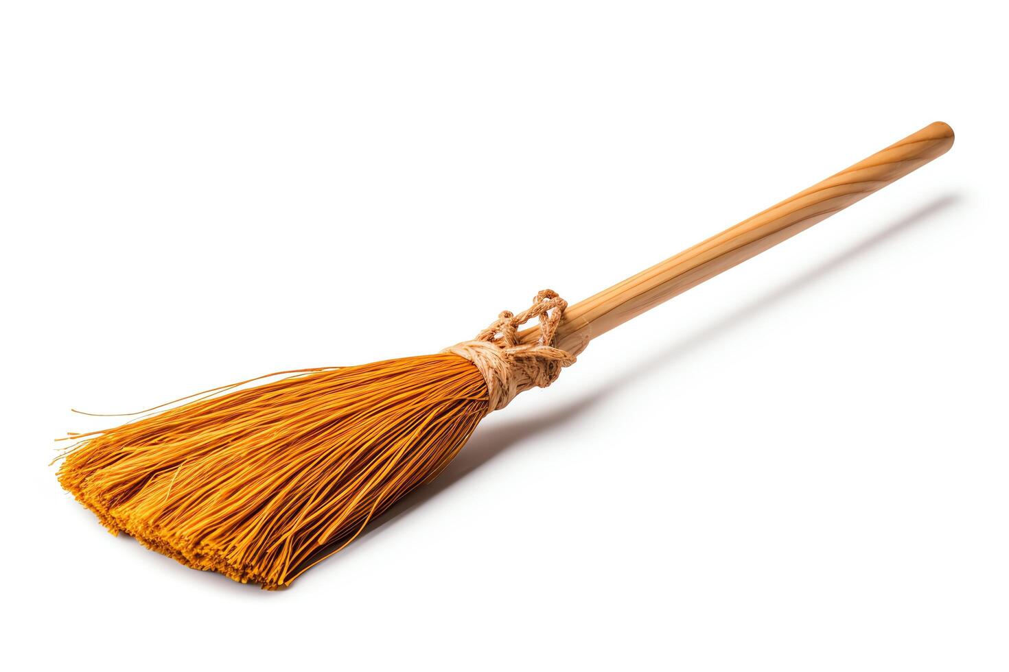 Broom captured as a single object in DiCut style, showcased against a white background, with all watermarks, logos, letters, and shadows removed for clarity photo