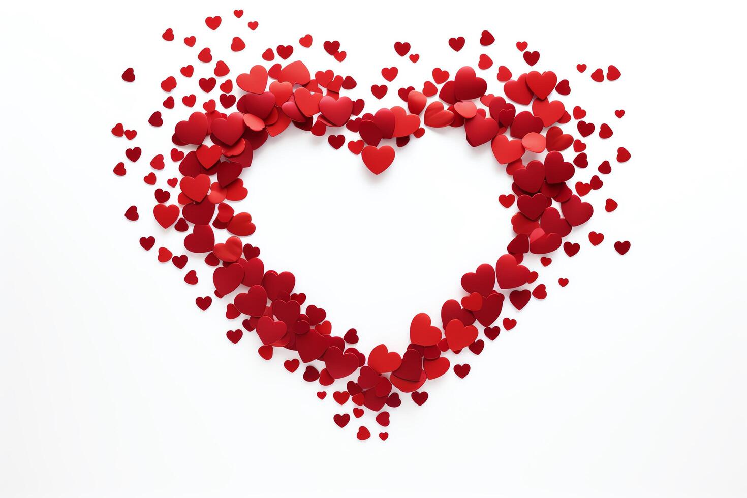 A heart made of many small red paper hearts. photo