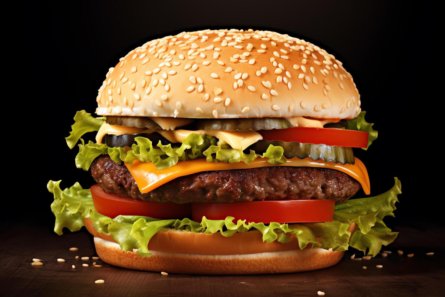 A delicious cheeseburger with all the fixings. It's the perfect meal for a quick and easy lunch or dinner. photo