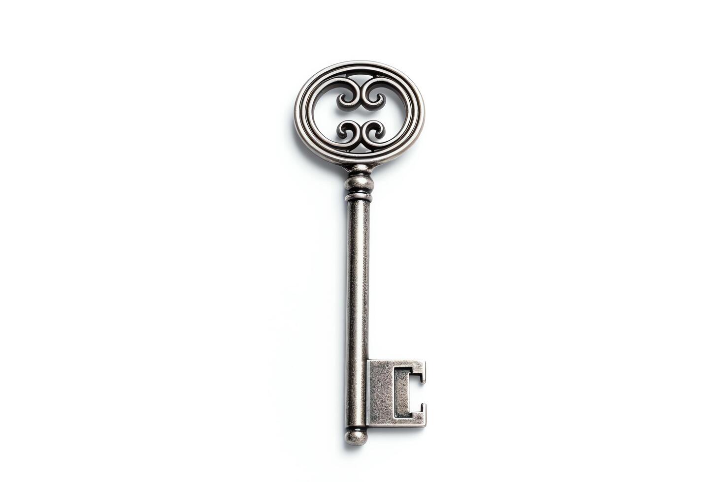Unlock the door to success with this silver skeleton key. This key is a symbol of hope, opportunity, and new beginnings. photo