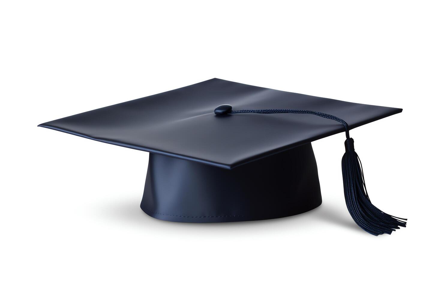 A black graduation cap isolated on a white background. photo