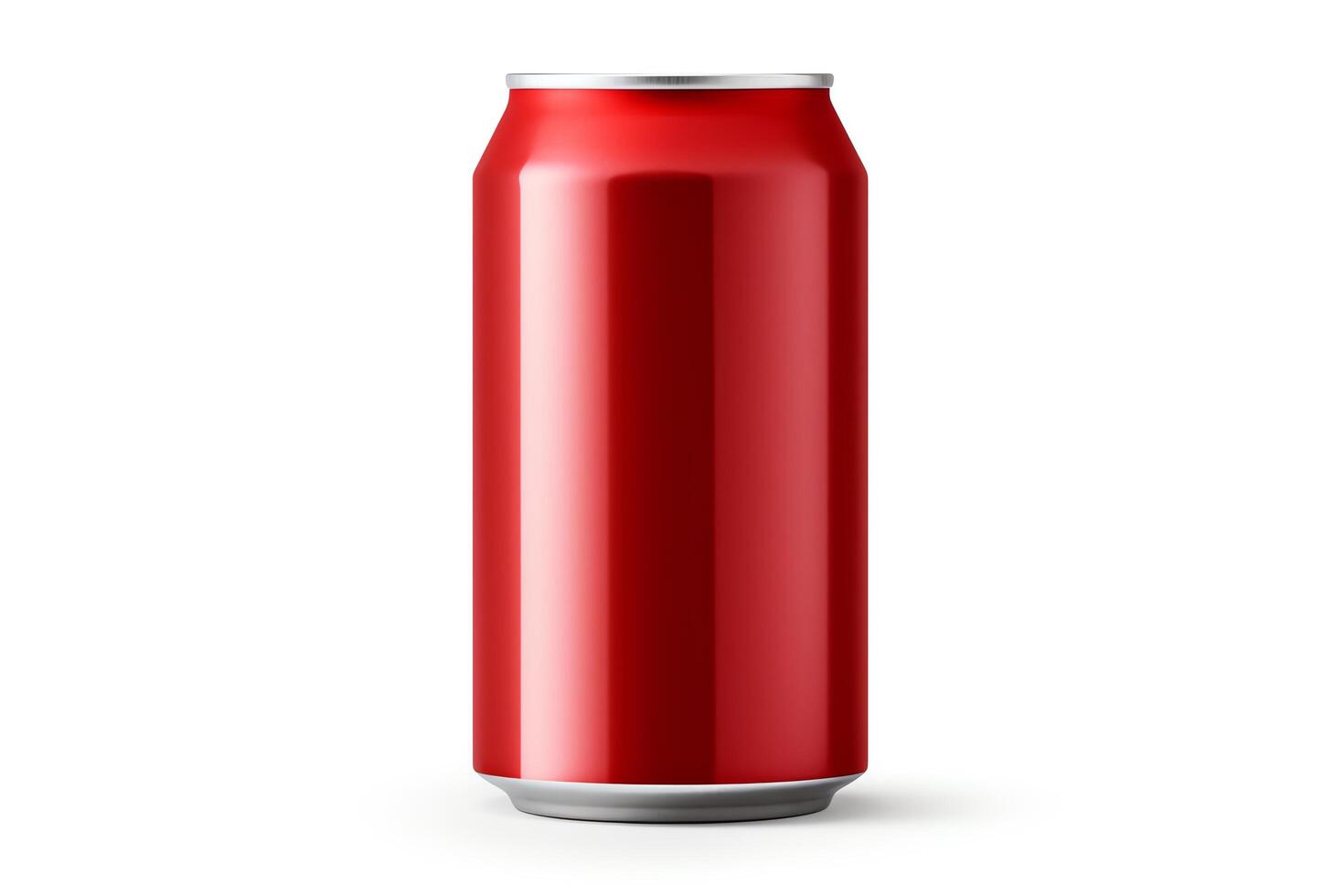 Create a photorealistic rendering of a single red aluminum can photo