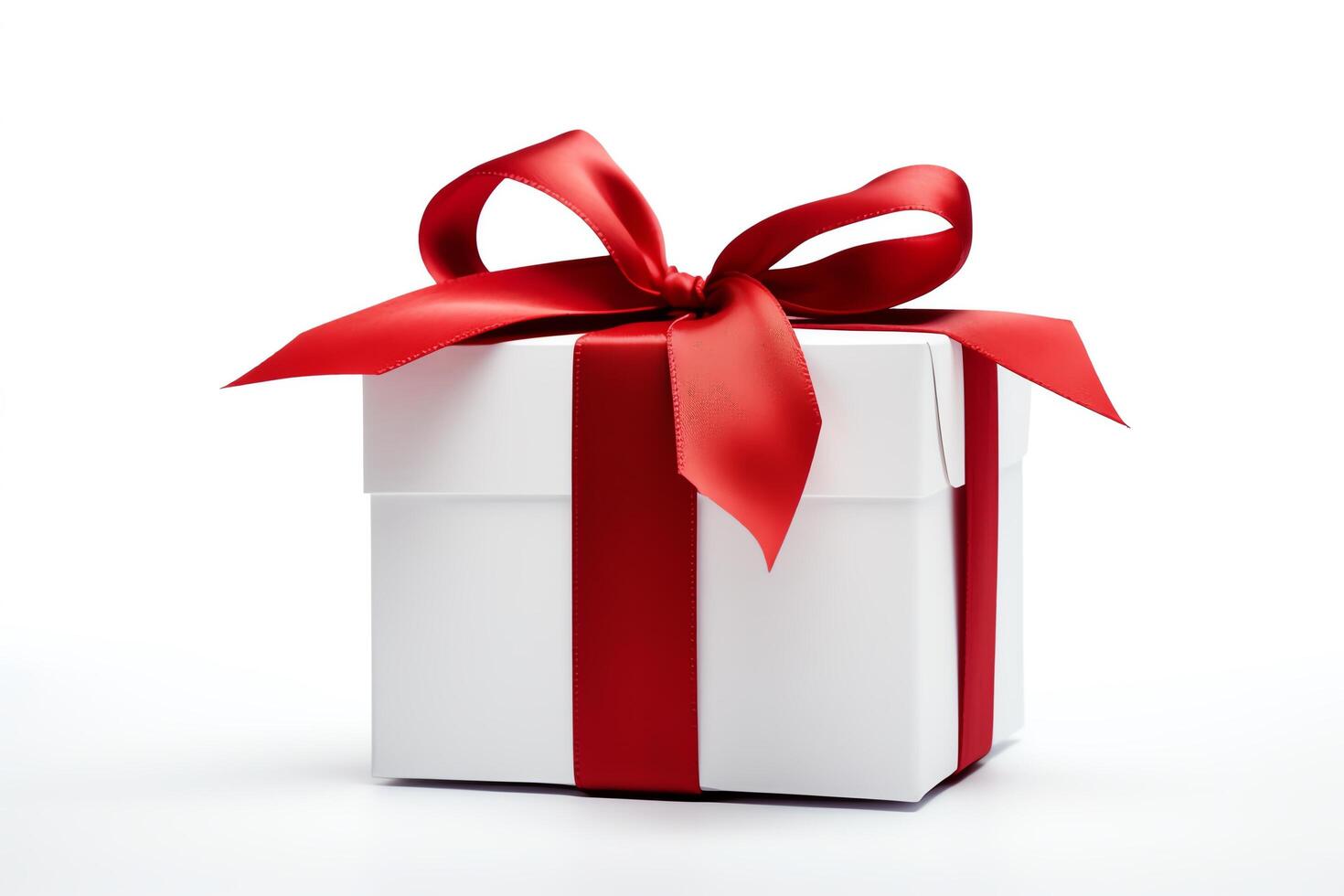 A beautifully wrapped present with a red ribbon and bow. photo