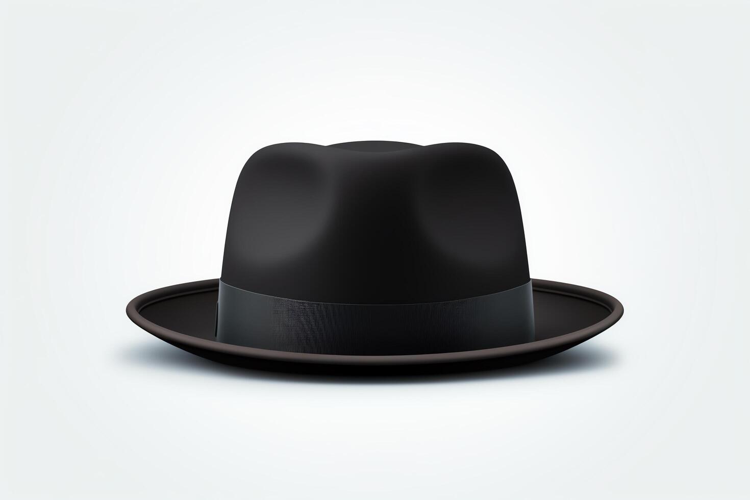 Create a realistic 3D rendering of a black fedora hat photo
