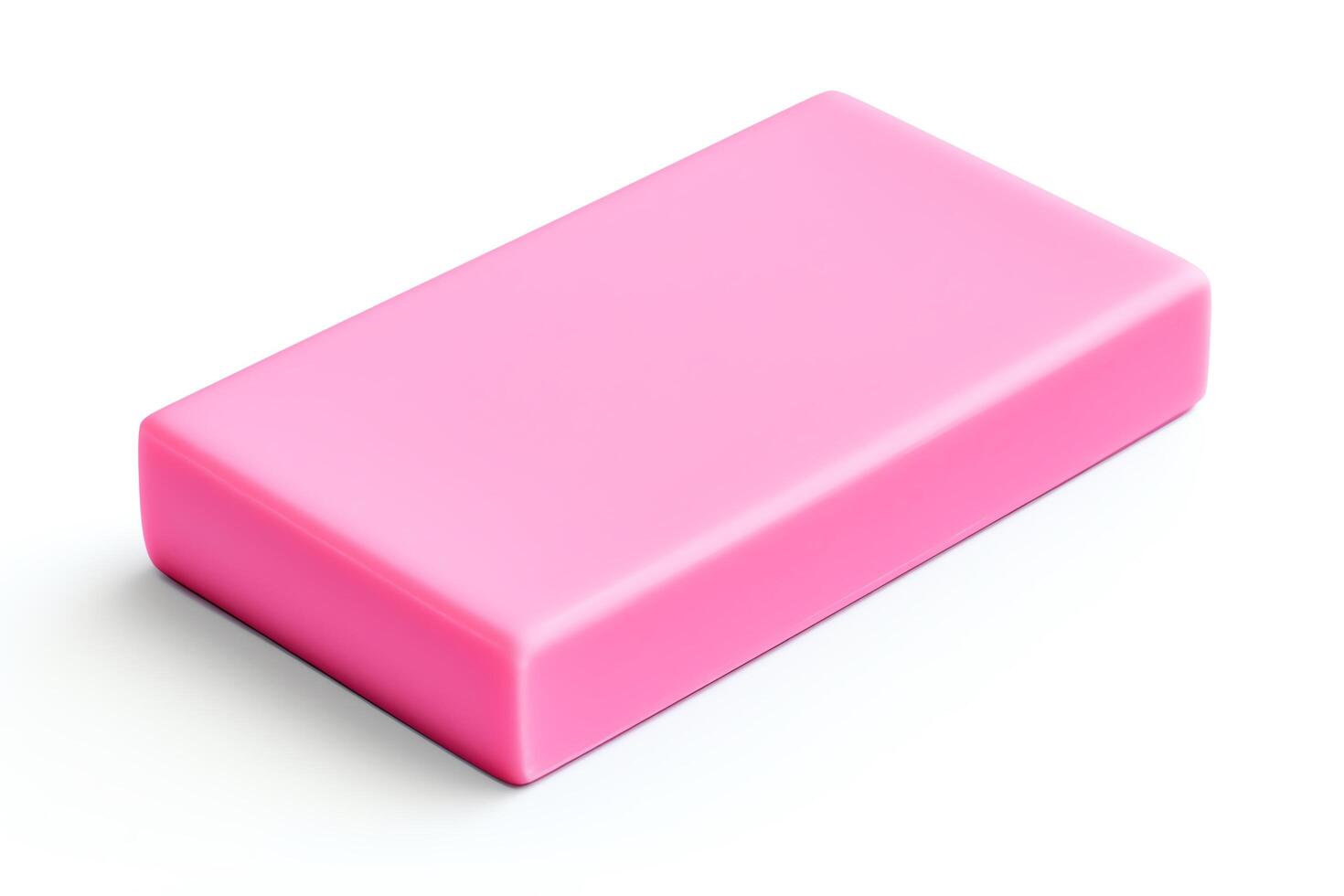 Vibrant pink eraser, clean edges, ideal for backtoschool themes, isolated on a white background, provided in format. photo