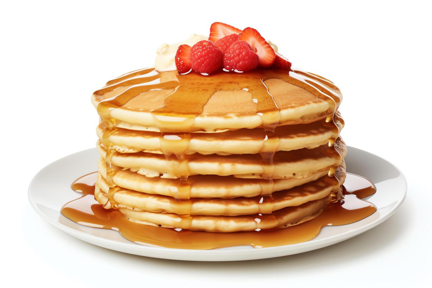 Pancake captured as a single object in DiCut style, showcased against a white background, with all watermarks, logos, letters, and shadows removed for clarity photo