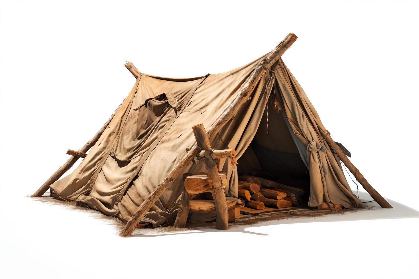 Tent captured as a single object in DiCut style, showcased against a white background, with all watermarks, logos, letters, and shadows removed for clarity photo