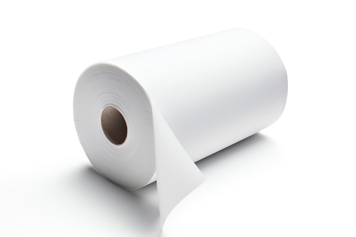 A roll of white paper on a white background. photo