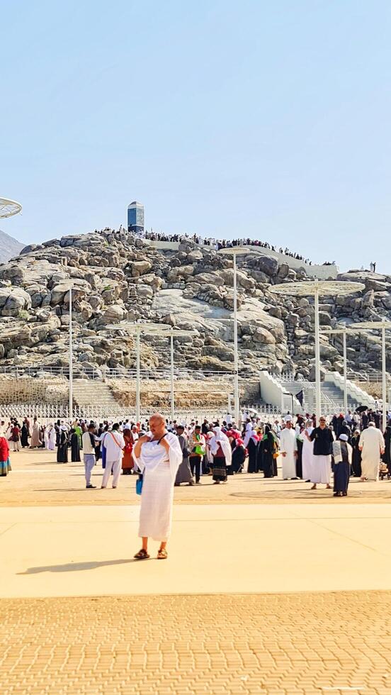 Mecca, Saudi Arabia on February 26, 2024. Jabal Rahmah in Arafah is the place where the Prophets Adam and Eve photo