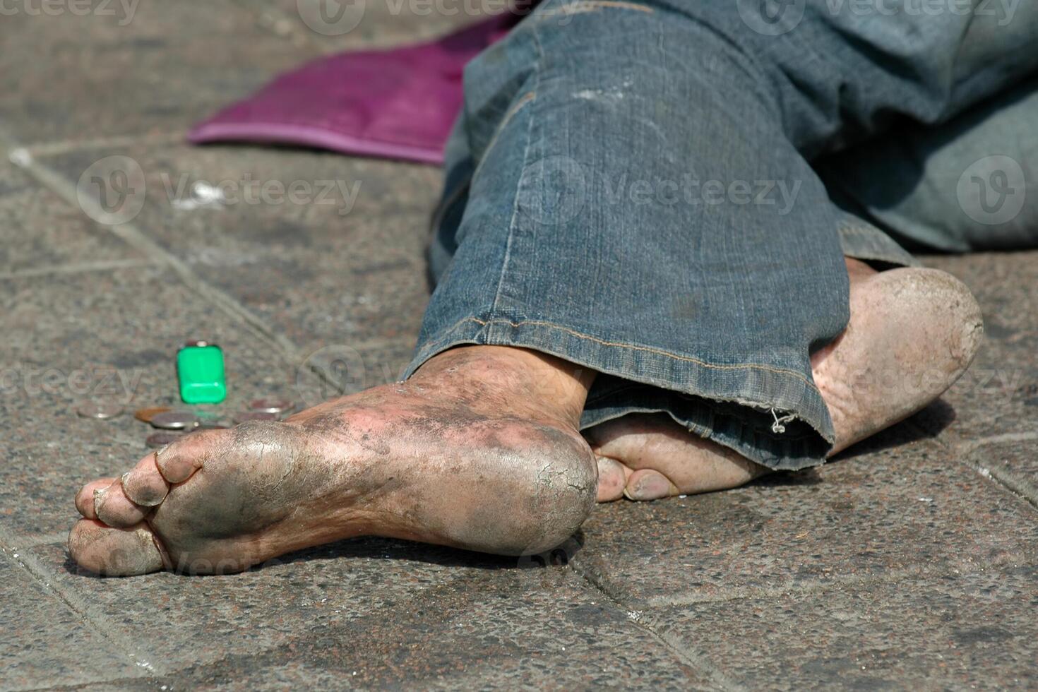 Feet of homeless man photo