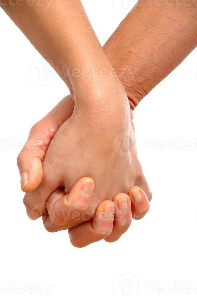 Hands on white background photo