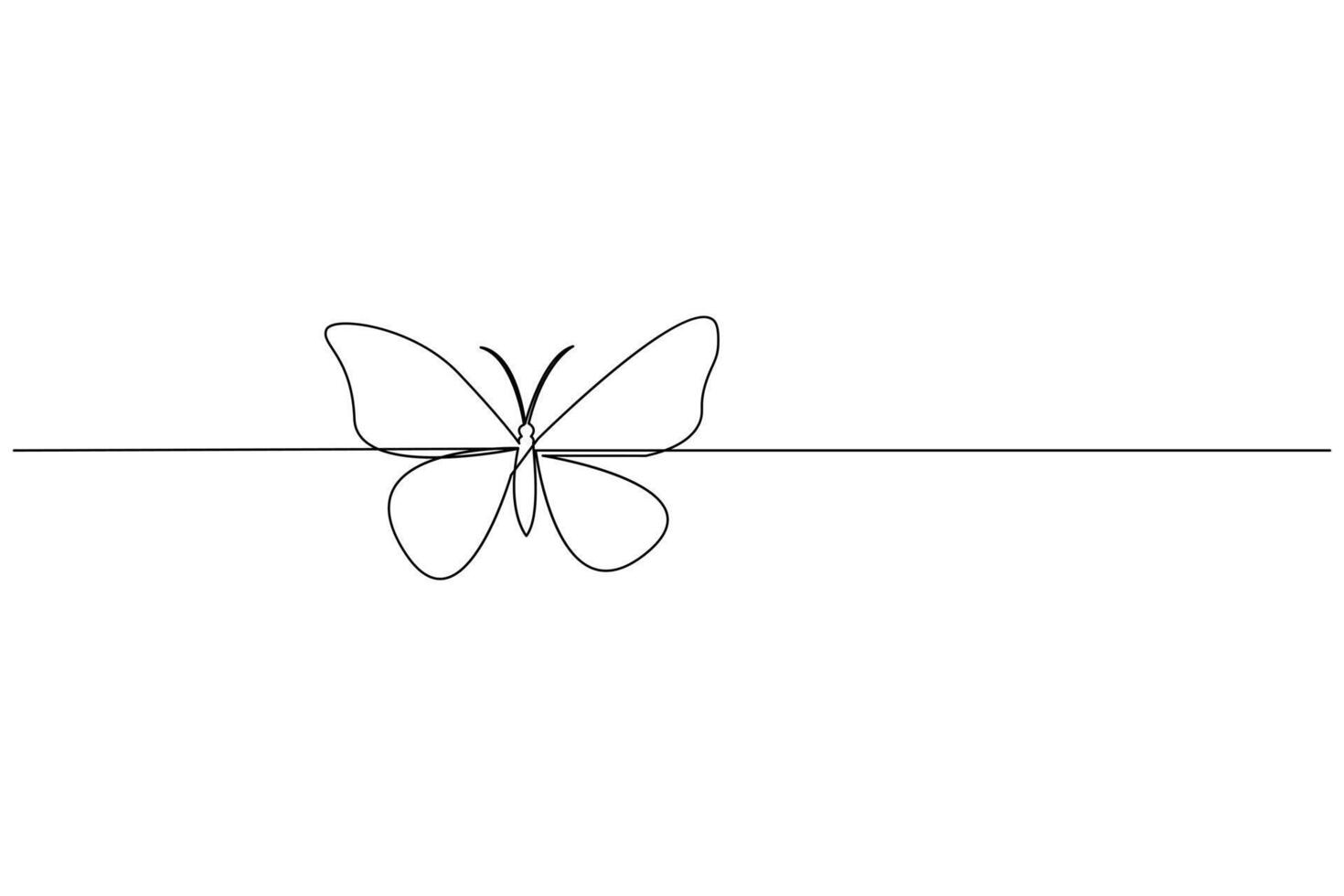 Butterfly single line art and outline icon vector